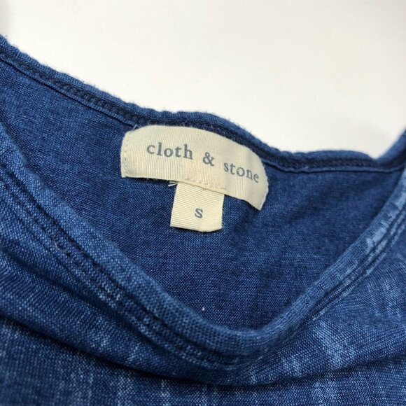 ANTHROPOLOGIE Cloth & Stone Blue Stonewashed Tulip Asymmetrical Open Back Shirt - Picture 4 of 12